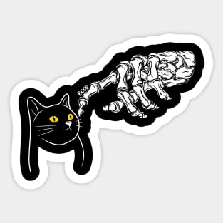 Halloween Cat black Lover Skeleton Hand Sticker